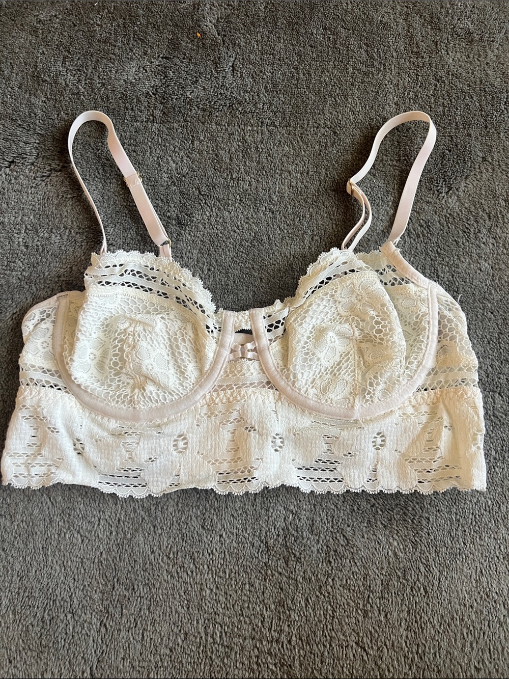 aerie Ivory Lace Longline Balconette Bra, 34c